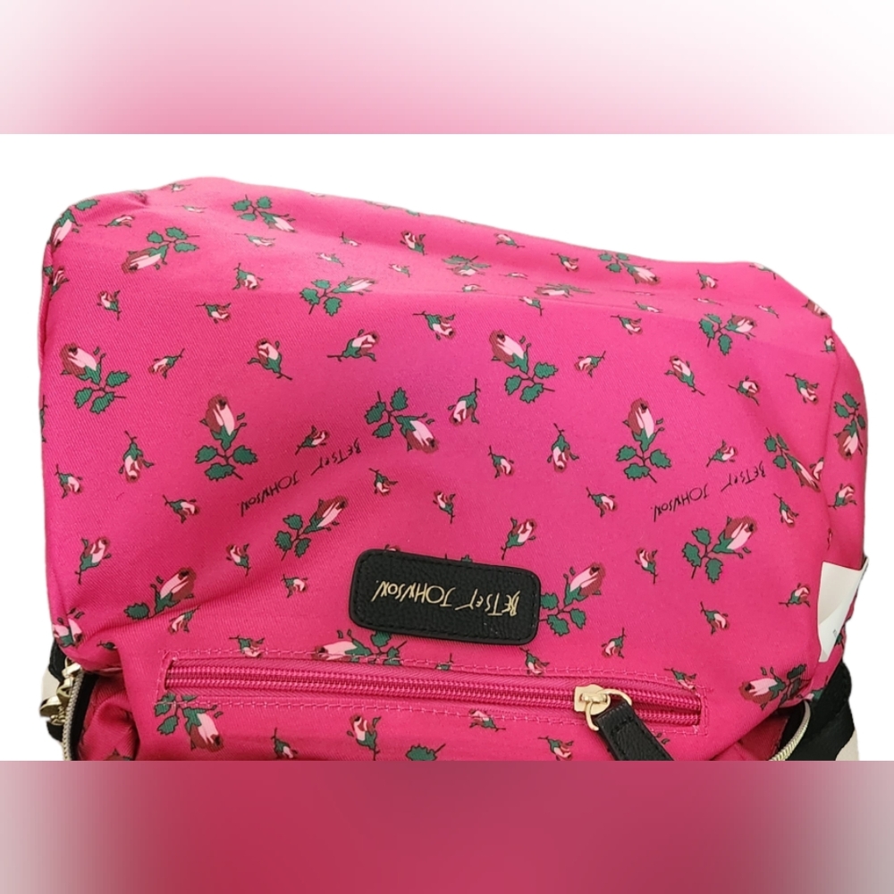 Y2K Betsey Johnson Off White & Black Striped Purse with Oversized Pink Bow - Picture 16 of 16